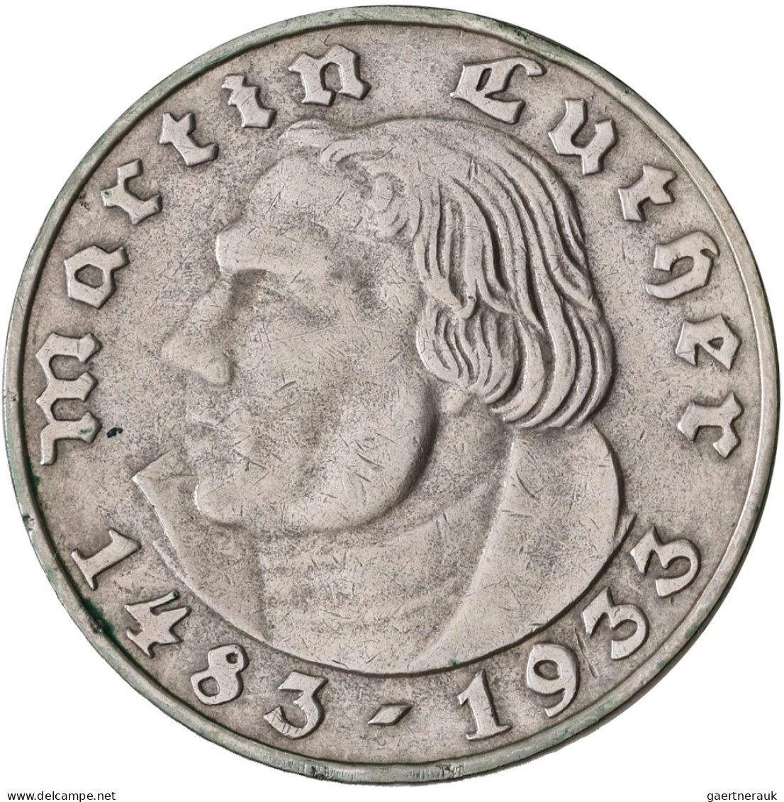 Drittes Reich: 5 Reichsmark 1933 A + 2 Reichsmark 1933 A, Luther. Jaeger 353, 35 - Autres & Non Classés