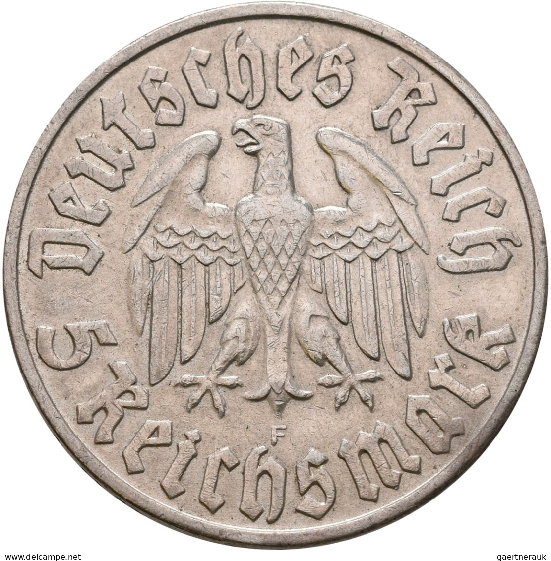 Drittes Reich: 5 Reichsmark 1933 F In Sehr Schön + 2 Reichsmark 1933 D In Vorzüg - Sonstige & Ohne Zuordnung