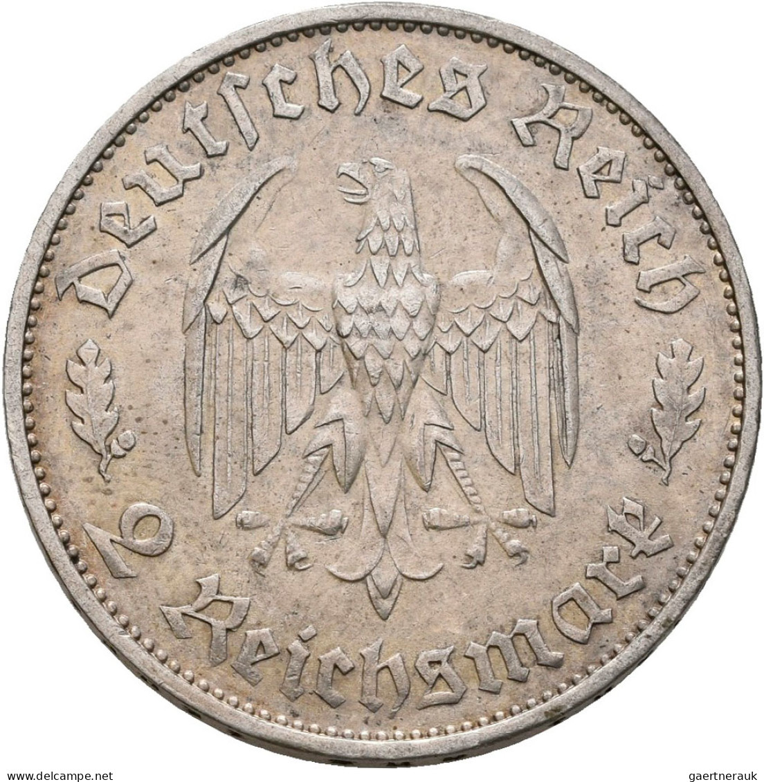 Drittes Reich: 5 Reichsmark 1934 F + 2 Reichsmark 1934 F, Schiller, Jaeger 359, - Autres & Non Classés
