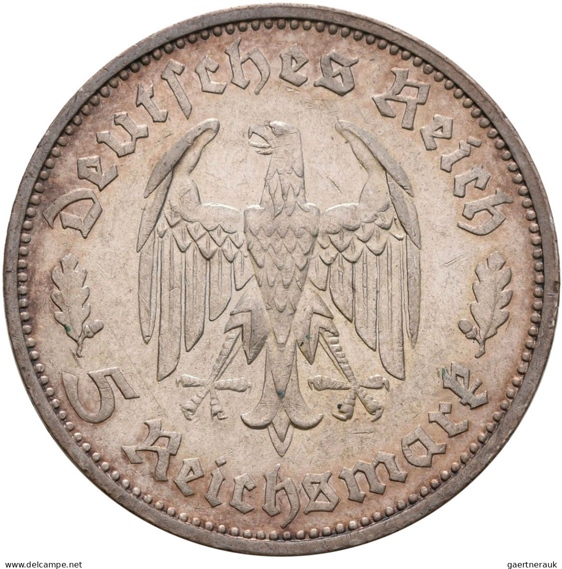 Drittes Reich: 5 Reichsmark 1934 F + 2 Reichsmark 1934 F, Schiller, Jaeger 359, - Sonstige & Ohne Zuordnung