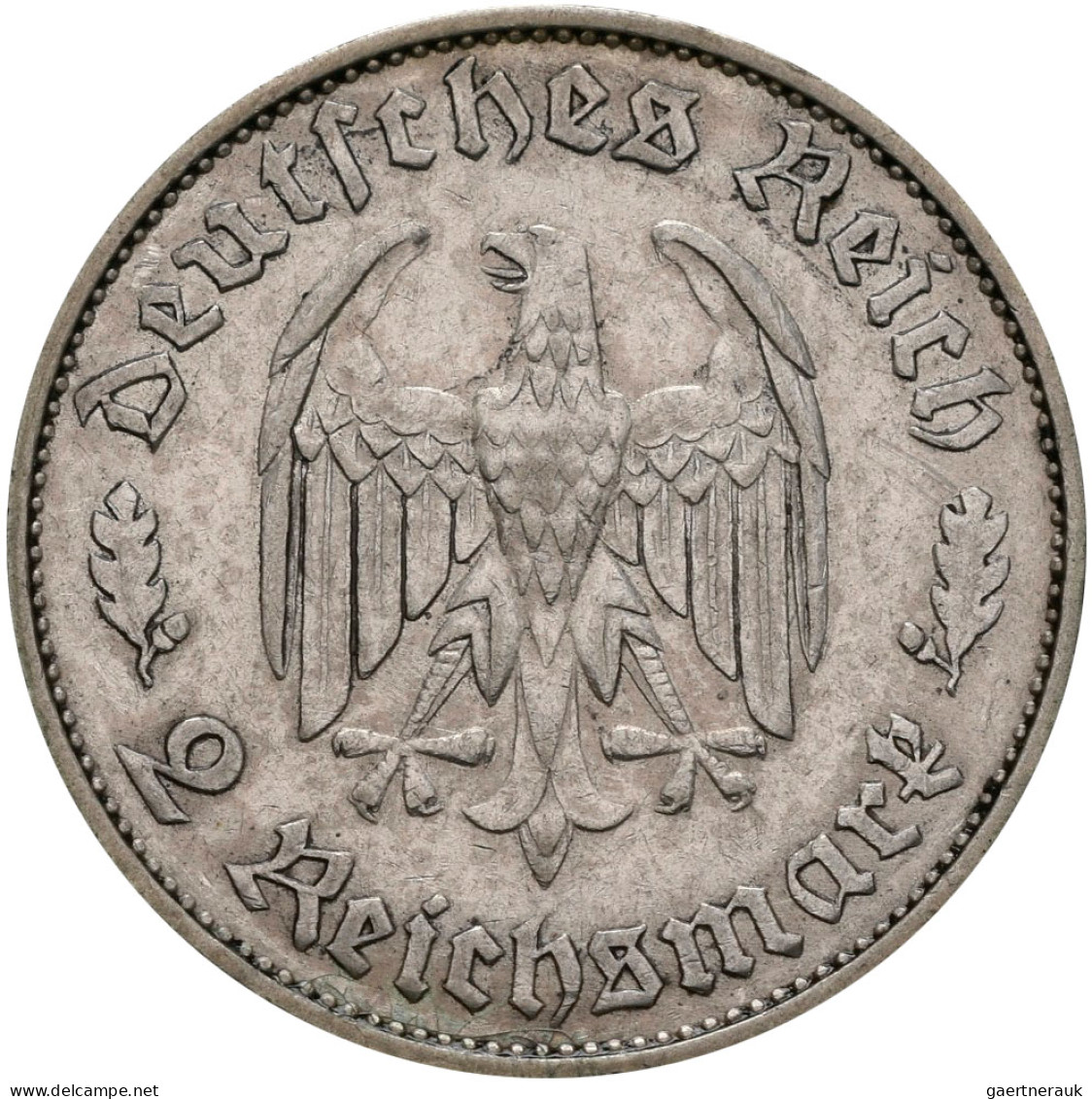 Drittes Reich: 5 Reichsmark 1934 F + 2 Reichsmark 1934 F, Schiller, Jaeger 359, - Altri & Non Classificati