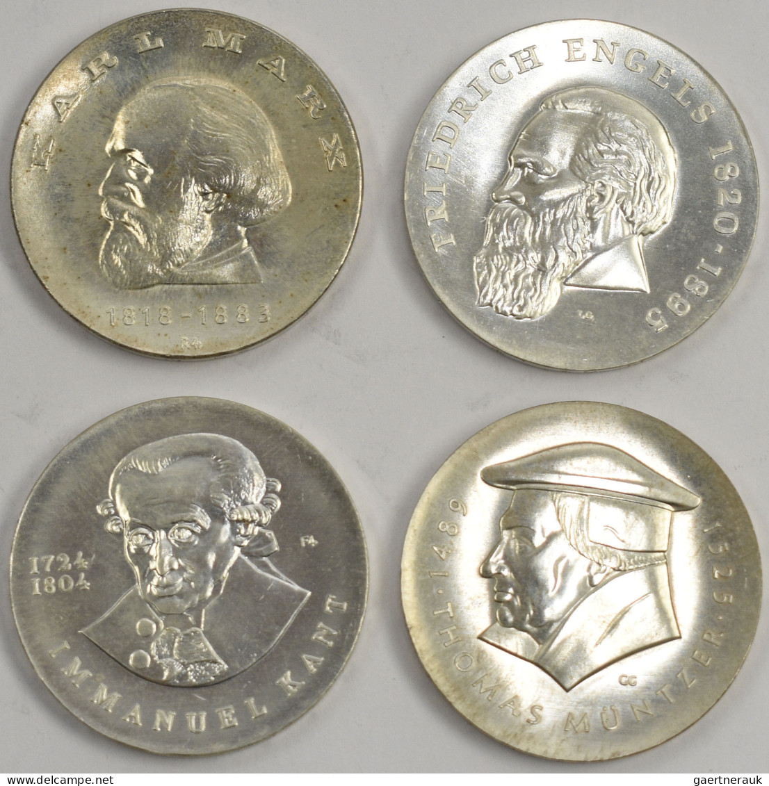 DDR: 4 X 20 Mark, Dabei 1968 Marx (J. 1521), 1970 Engels (J. 1529), 1974 Kant (J - Sonstige & Ohne Zuordnung