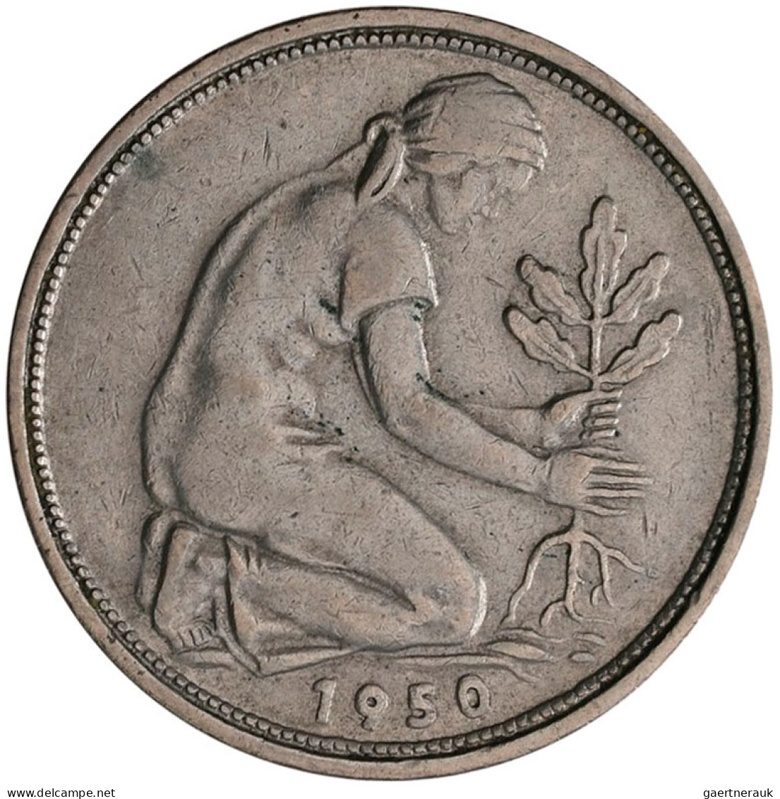 Bundesrepublik Deutschland 1948-2001: 50 Pfennig 1950 G, Bank Deutscher Länder, - Altri & Non Classificati