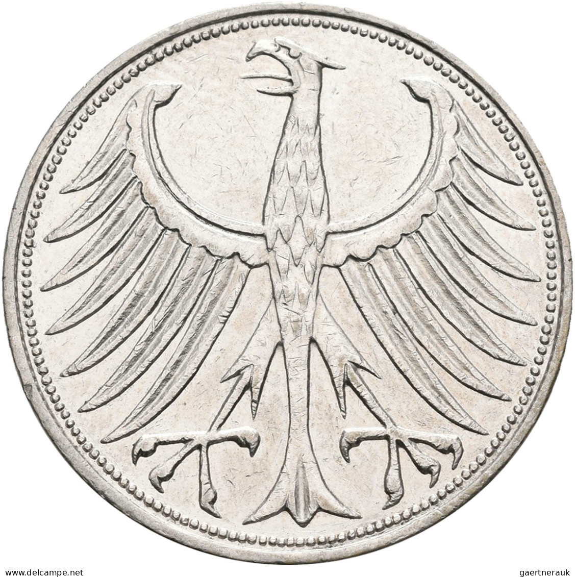 Bundesrepublik Deutschland 1948-2001: 5 DM Kursmünze 1958 J, Nur 60.000 Ex., Jae - Other & Unclassified