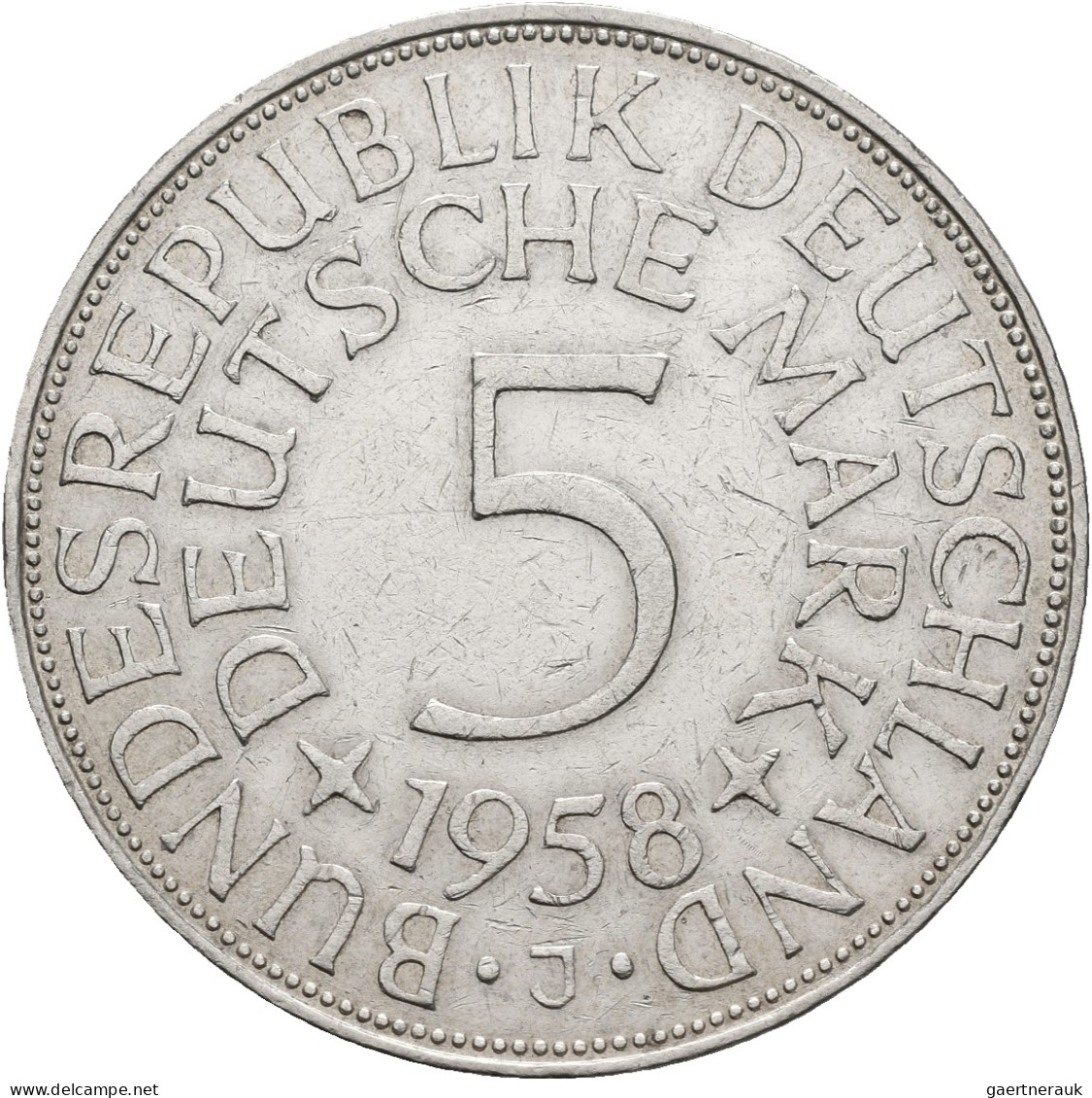 Bundesrepublik Deutschland 1948-2001: 73 X 5 DM Kursmünzen Silberadler, J. 387, - Sonstige & Ohne Zuordnung