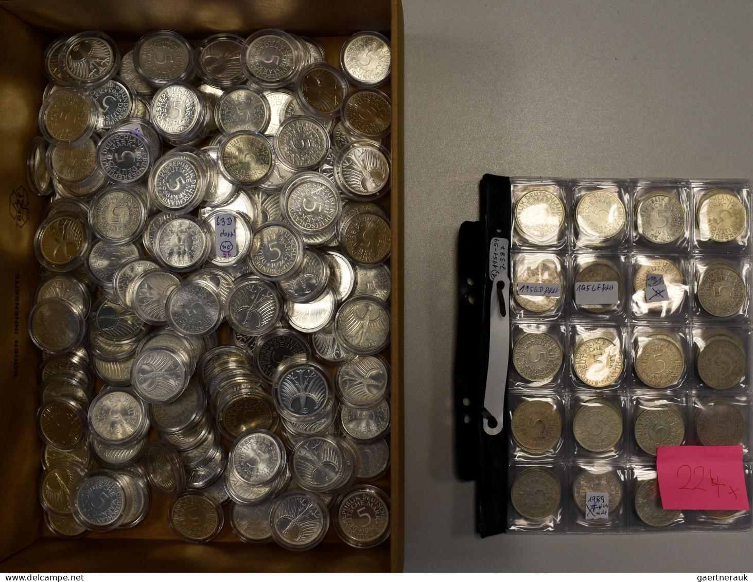 Bundesrepublik Deutschland 1948-2001: 224 X 5 DM Kursmünzen Silberadler (J. 387) - Sonstige & Ohne Zuordnung