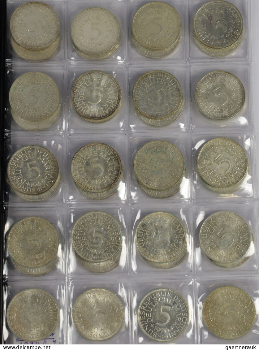 Bundesrepublik Deutschland 1948-2001: 224 X 5 DM Kursmünzen Silberadler (J. 387) - Autres & Non Classés