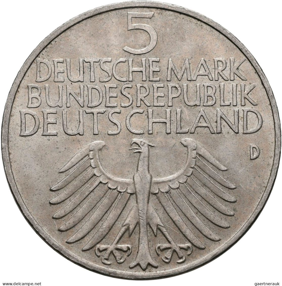Bundesrepublik Deutschland 1948-2001: 5 DM 1952 D, Germanisches Museum, Jaeger 3 - Andere & Zonder Classificatie