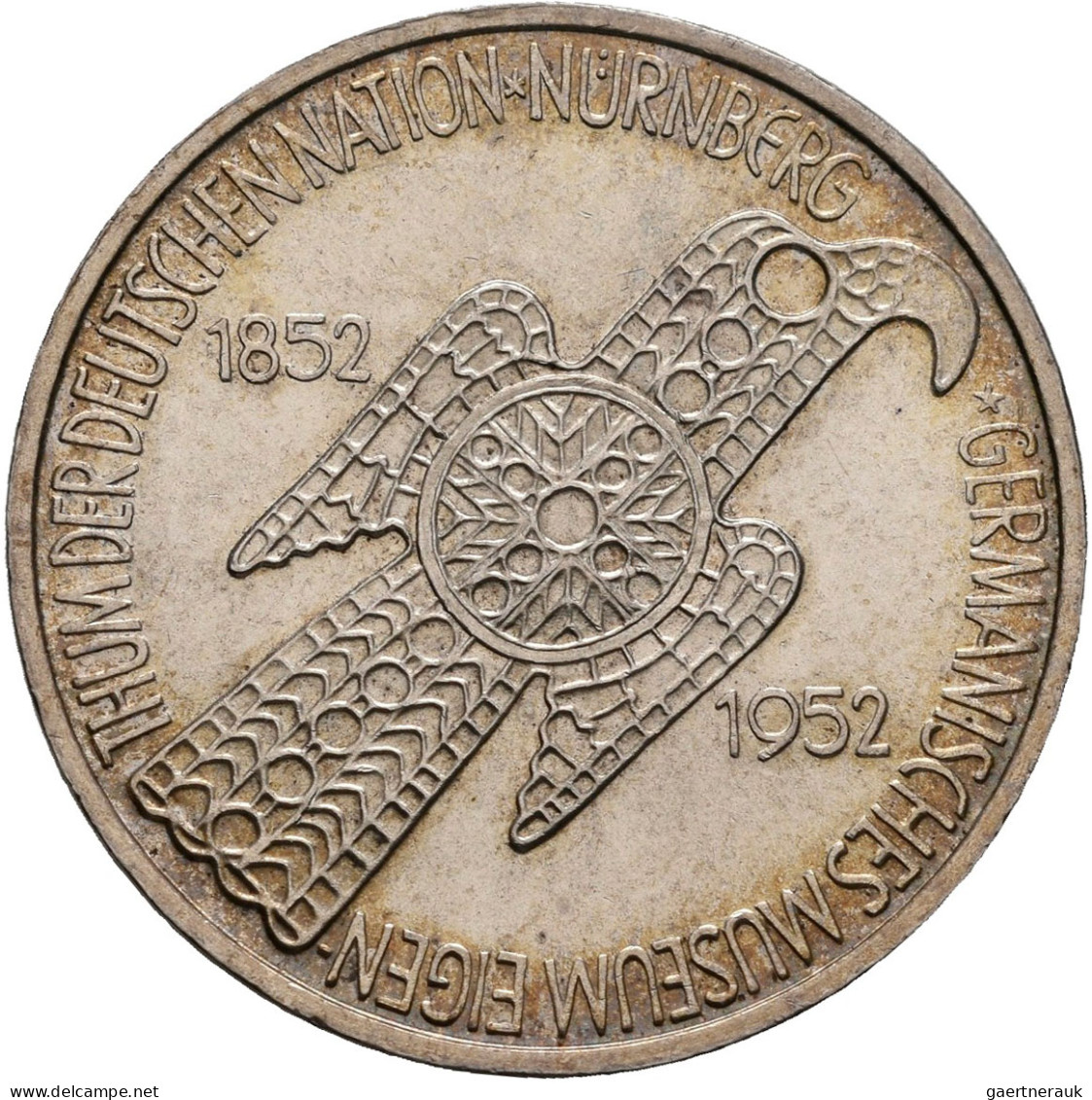 Bundesrepublik Deutschland 1948-2001: 5 DM 1952 D, Germanisches Museum, Jaeger 3 - Other & Unclassified