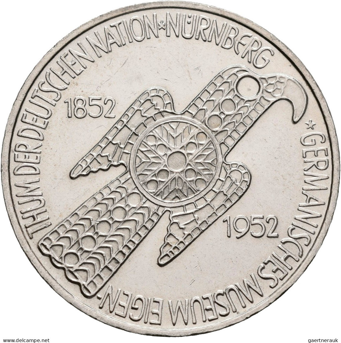 Bundesrepublik Deutschland 1948-2001: 5 DM 1952 D, Germanisches Museum, Jaeger 3 - Sonstige & Ohne Zuordnung