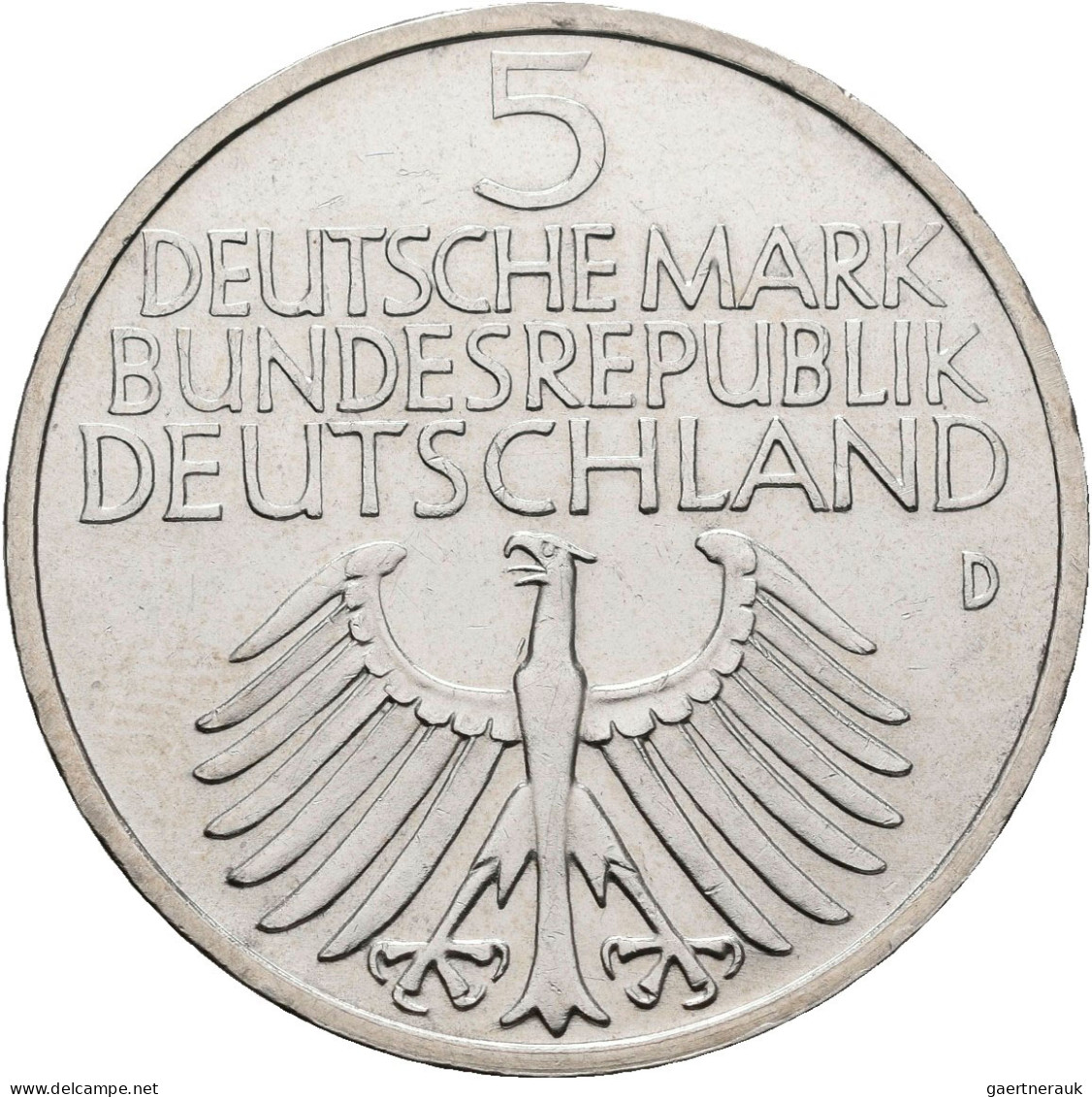 Bundesrepublik Deutschland 1948-2001: 5 DM 1952 D, Germanisches Museum, Jaeger 3 - Other & Unclassified