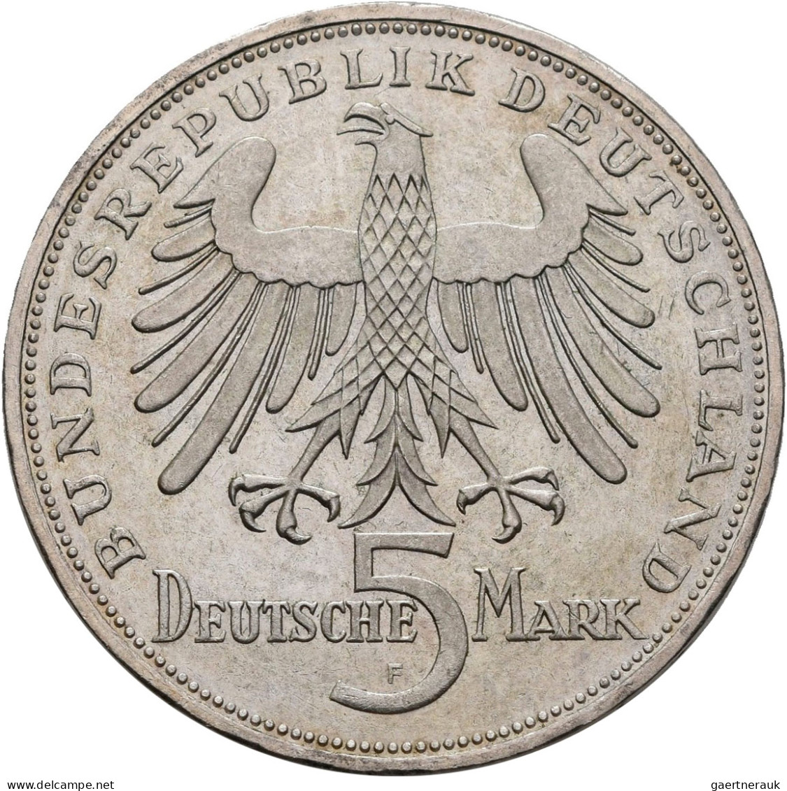 Bundesrepublik Deutschland 1948-2001: 5 DM 1955 F, Friedrich Schiller, Jaeger 38 - Sonstige & Ohne Zuordnung