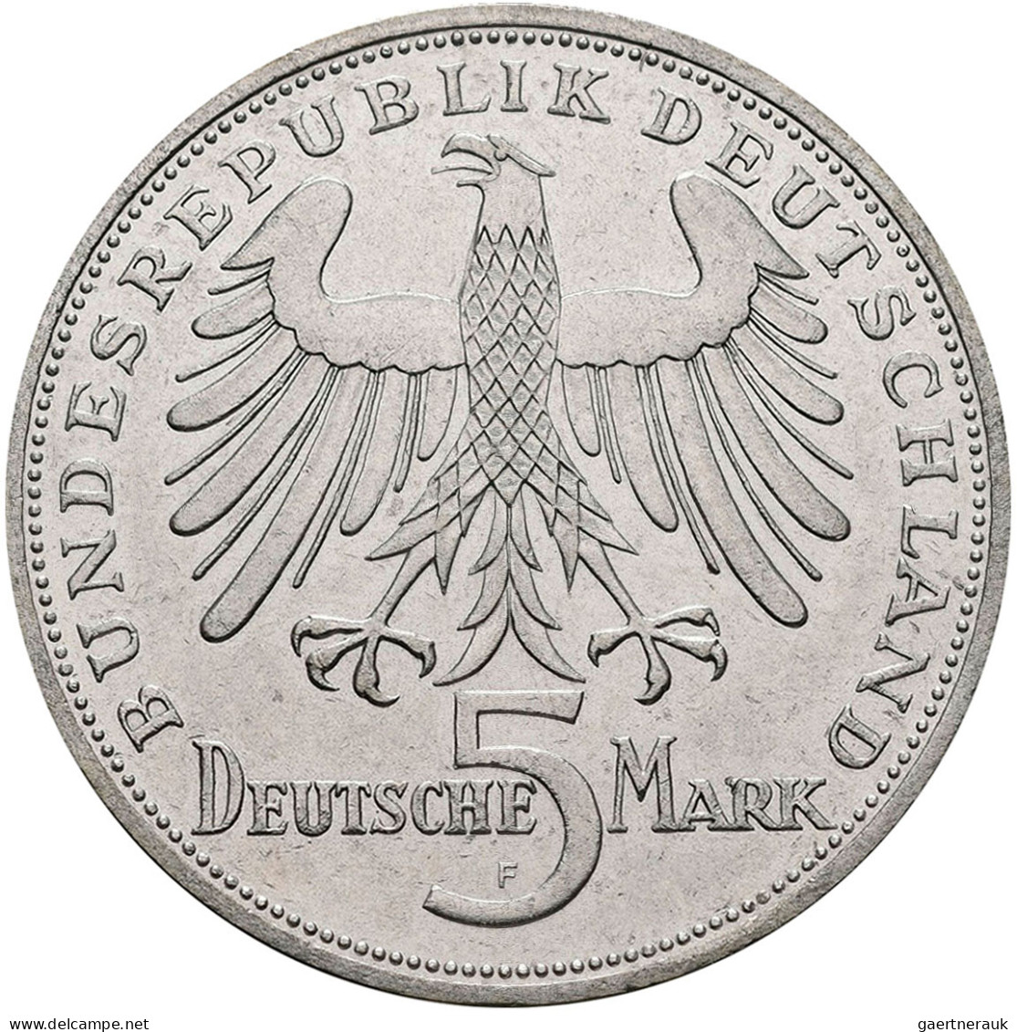 Bundesrepublik Deutschland 1948-2001: 5 DM 1955 F, Friedrich Schiller, Jaeger 38 - Sonstige & Ohne Zuordnung