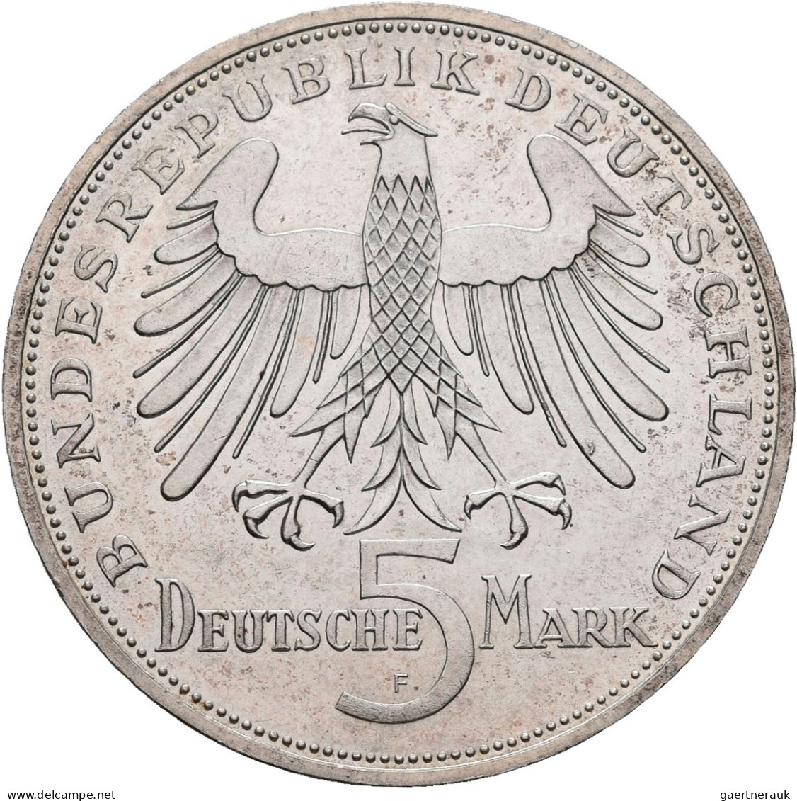 Bundesrepublik Deutschland 1948-2001: 5 DM 1955 F, Friedrich Schiller, Jaeger 38 - Sonstige & Ohne Zuordnung