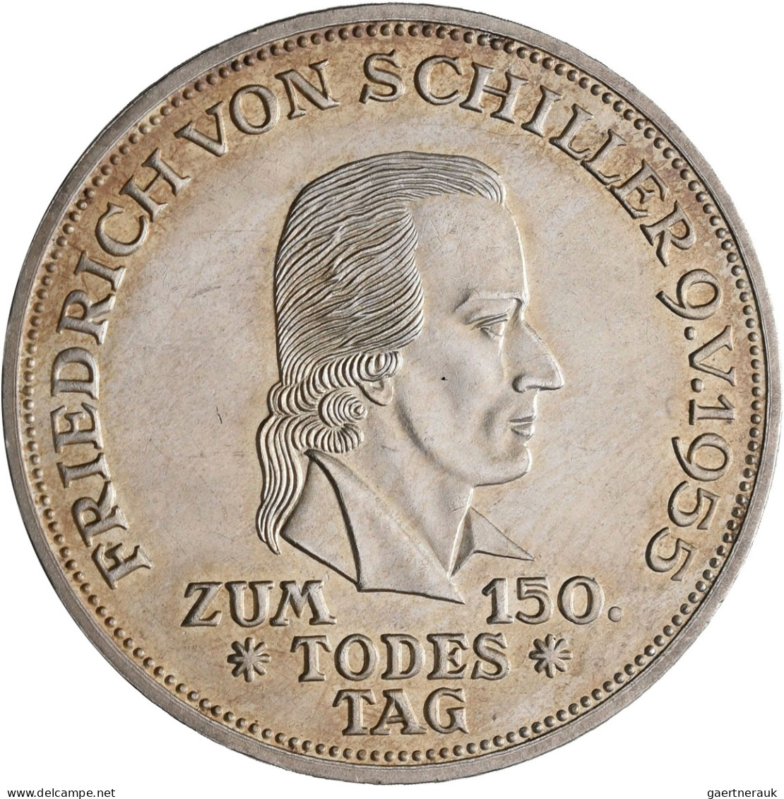 Bundesrepublik Deutschland 1948-2001: 5 DM 1955 F, Friedrich Schiller, Jaeger 38 - Sonstige & Ohne Zuordnung