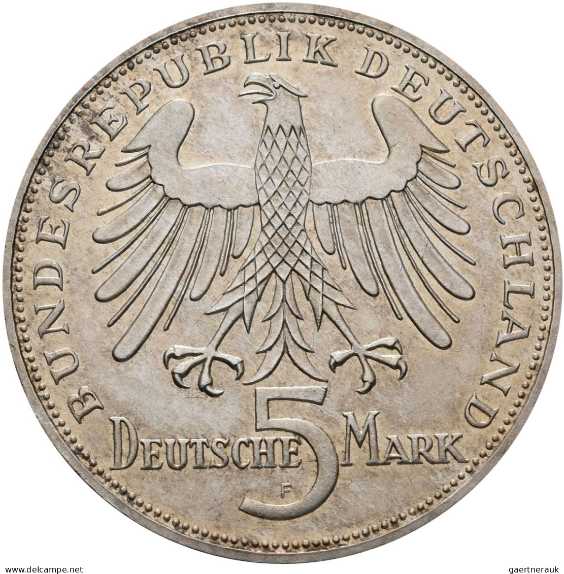 Bundesrepublik Deutschland 1948-2001: 5 DM 1955 F, Friedrich Schiller, Jaeger 38 - Sonstige & Ohne Zuordnung