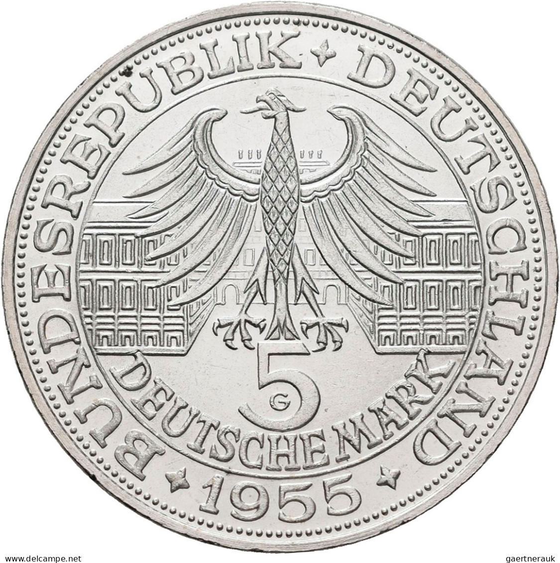 Bundesrepublik Deutschland 1948-2001: 5 DM 1955 G, Markgraf Von Baden, Jaeger 39 - Sonstige & Ohne Zuordnung