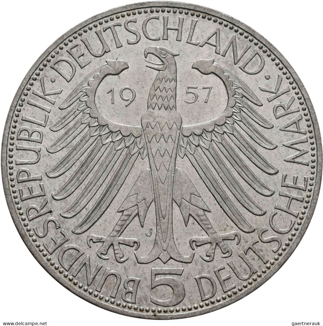 Bundesrepublik Deutschland 1948-2001: 5 DM 1957 J, Freiherr Von Eichendorff, Jae - Andere & Zonder Classificatie