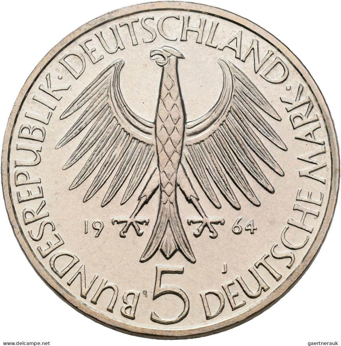 Bundesrepublik Deutschland 1948-2001: 5 DM 1964 J, Johann Gottlieb Fichte, Jaege - Sonstige & Ohne Zuordnung