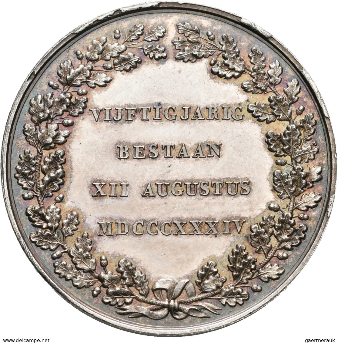 Medaillen Alle Welt: Niederlande: Silbermedaille 1834, Signiert VDK, Auf Das 50j - Ohne Zuordnung