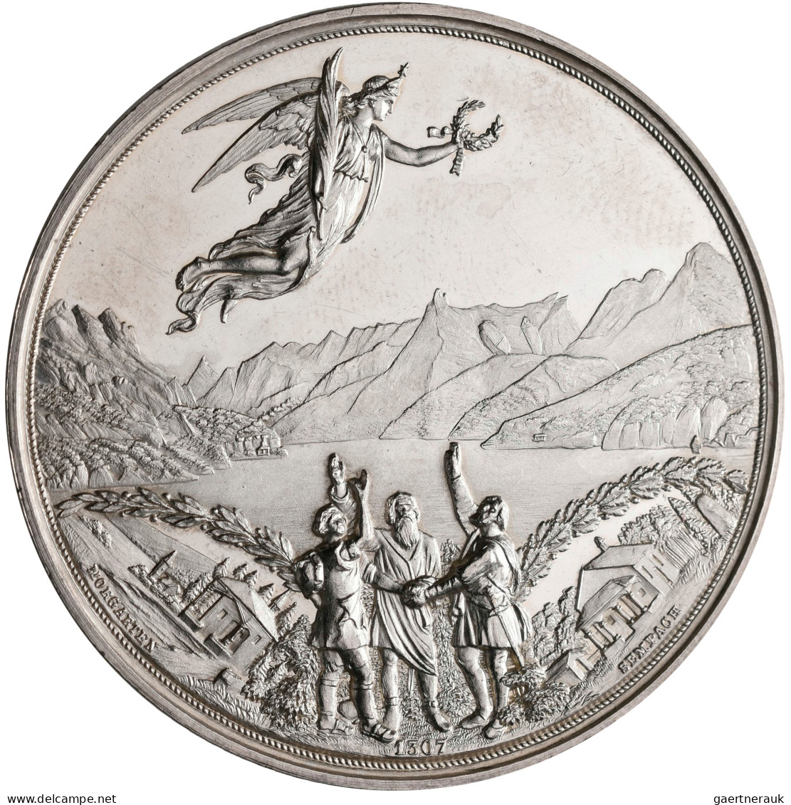 Medaillen Alle Welt: Schweiz, Silbermedaille 1891 Von A. Schnyder Auf Die 600-Ja - Zonder Classificatie