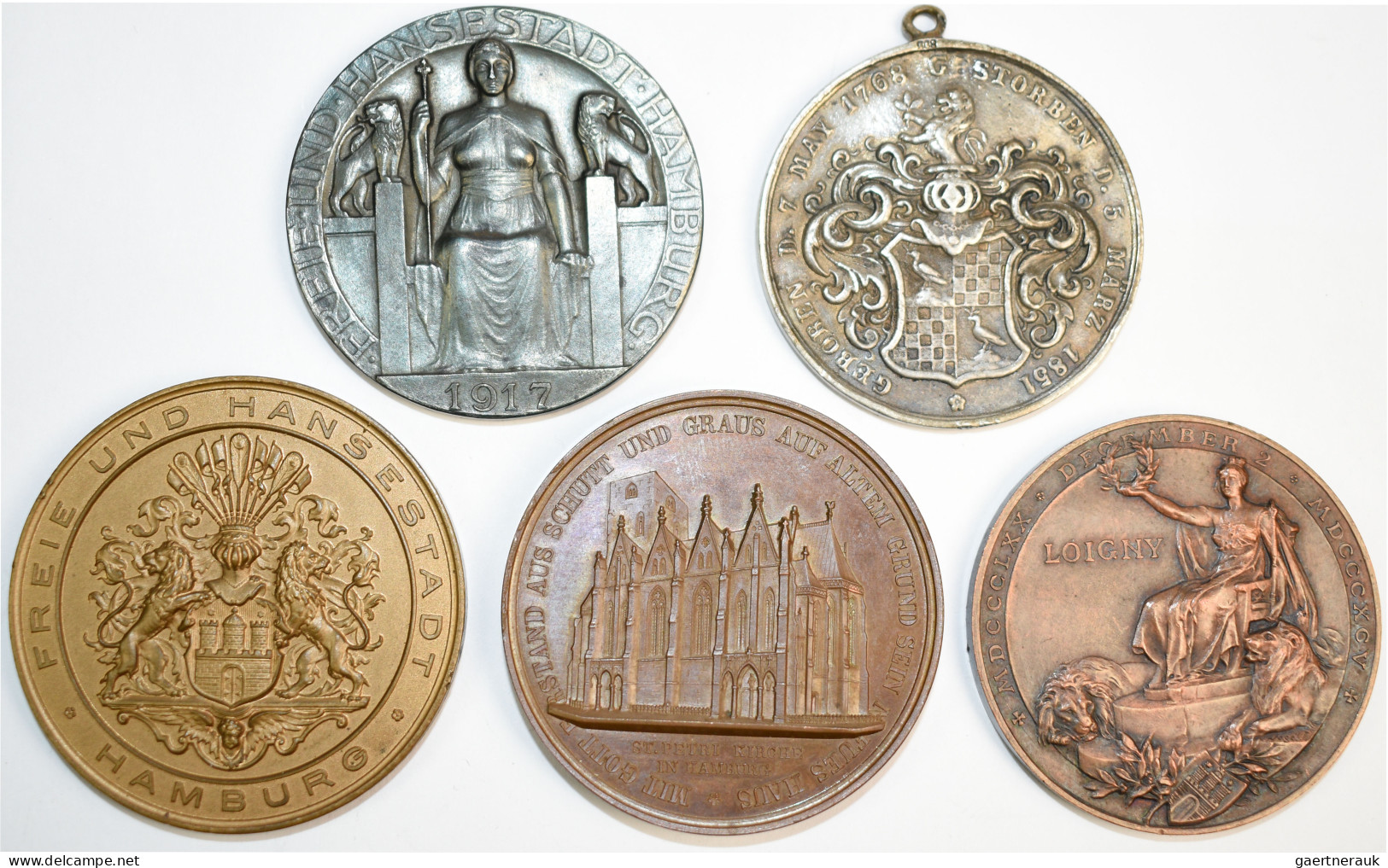 Medaillen Deutschland - Geographisch: Hamburg: Lot 5 Medaillen; Bronzemedaille 1 - Andere & Zonder Classificatie