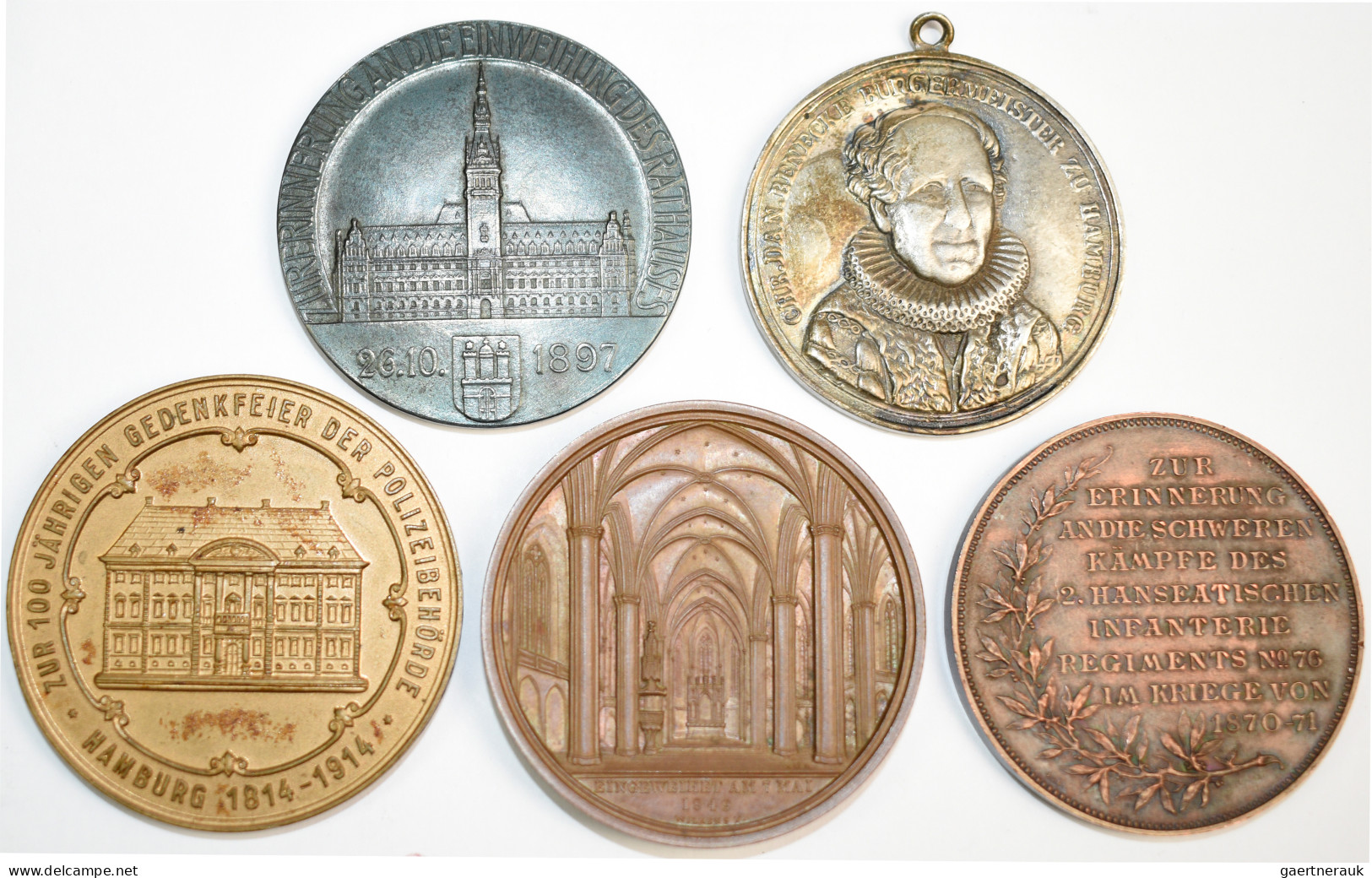 Medaillen Deutschland - Geographisch: Hamburg: Lot 5 Medaillen; Bronzemedaille 1 - Altri & Non Classificati