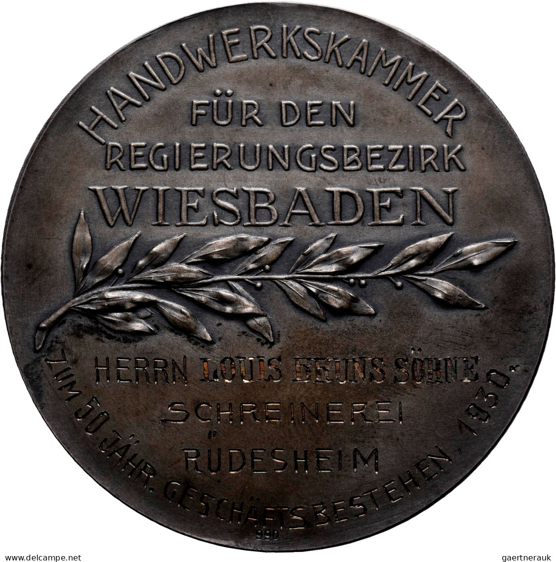 Medaillen Deutschland - Geographisch: Wiesbaden: Silbermedaille O.J. (Gravur 193 - Sonstige & Ohne Zuordnung