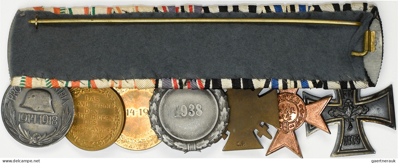 Orden & Ehrenzeichen: Erster Weltkrieg: Eine Große Ordensspange Mit 7 Stücken, D - Sonstige & Ohne Zuordnung