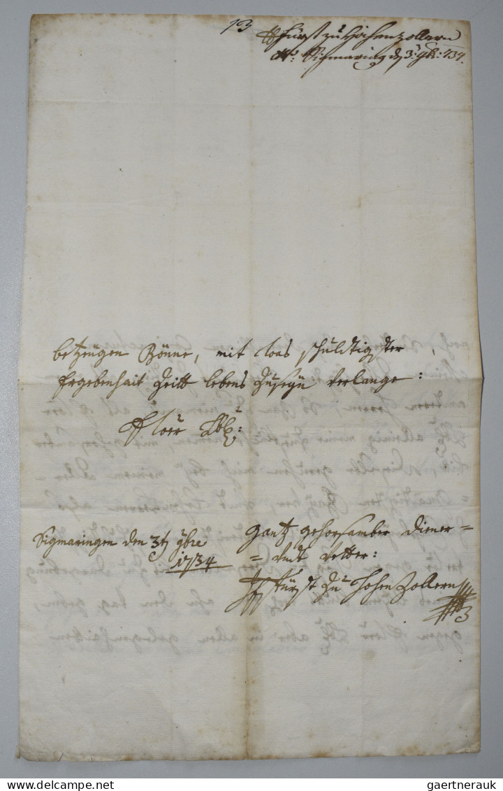 Varia, Sonstiges: Autograph: Hohenzollern-Sigmaringen, Joseph Franz Ernst 1715-1 - Autres & Non Classés