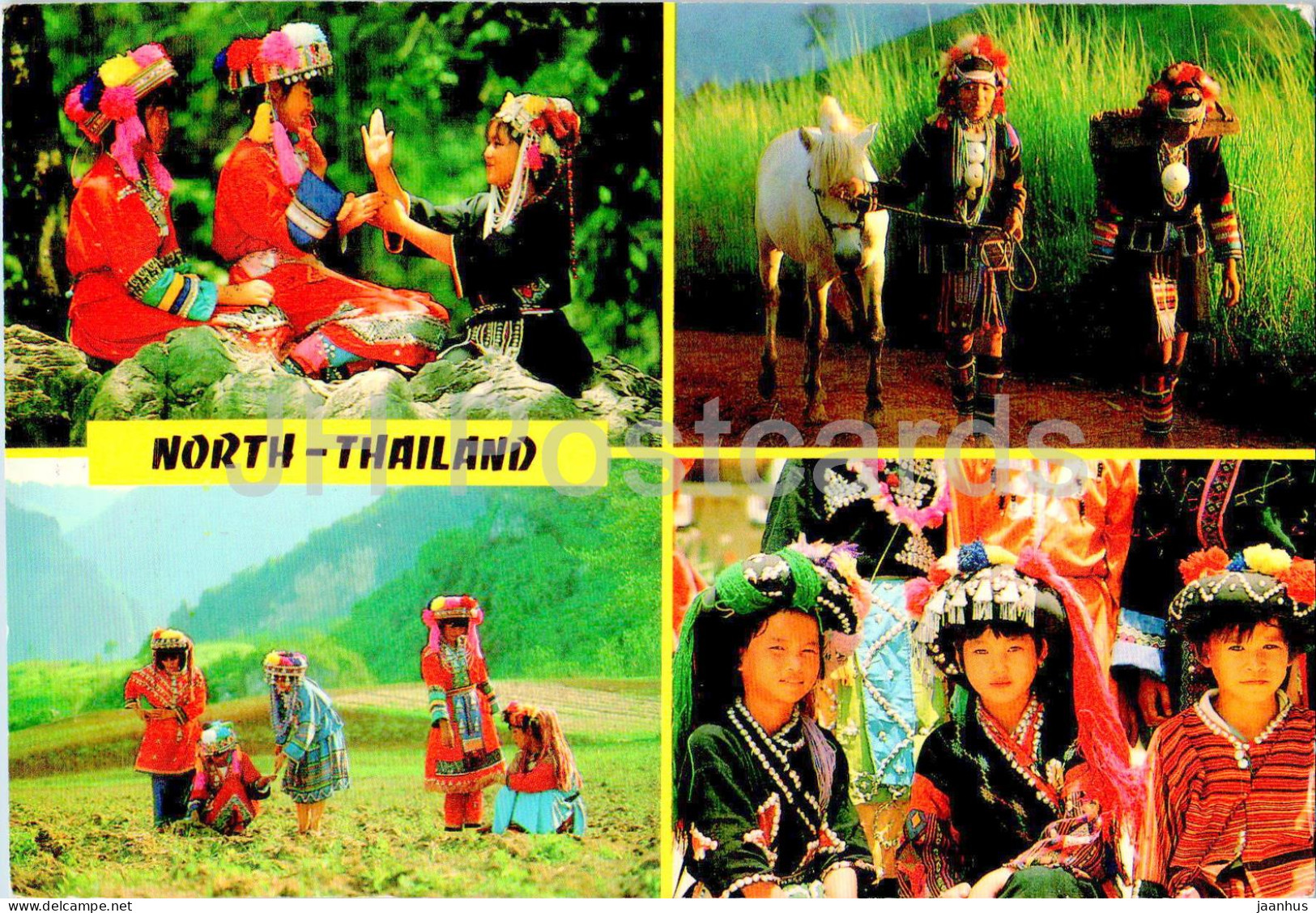 Various Thai Mountain Folk Of Northern Part - North Thailand Folk Costumes - Horse - Multiview - F 429 - Thailand - Used - Thaïlande