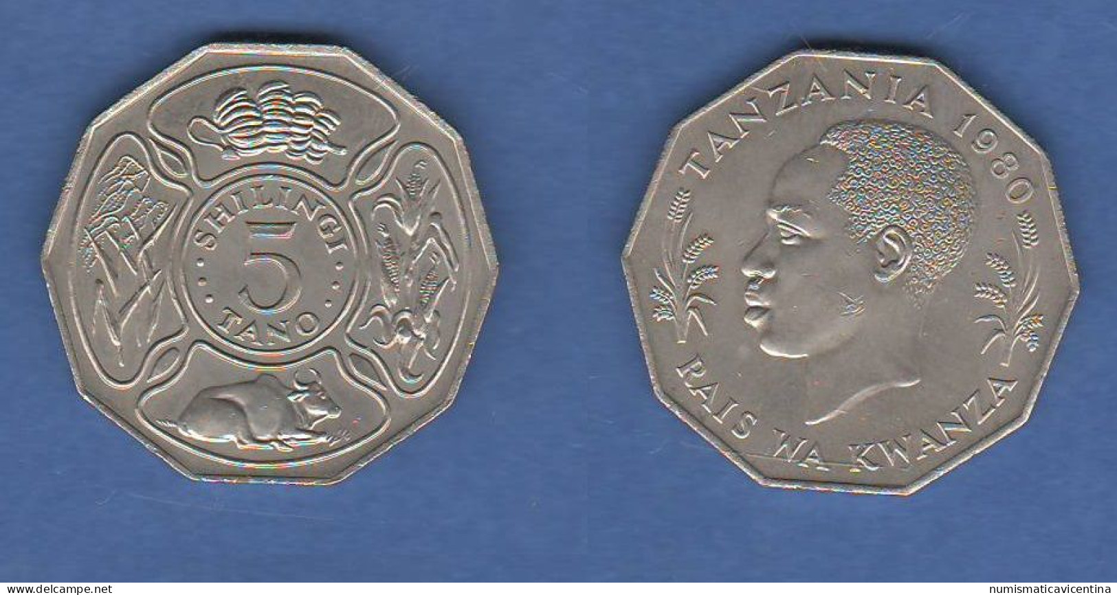 Tanzania 5 Shilingi 1980 FAO Issue Nickel Coin Rais Wa Kwanza - Tanzania