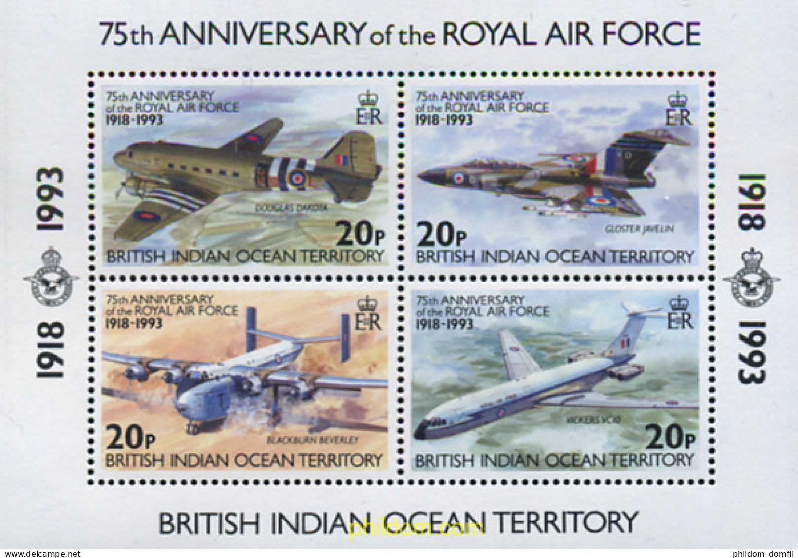 349142 MNH OCEANO INDICO BRITANICO 1993 75 ANIVERSARIO DE LA ROYAL AUR FORCE - Brits Indische Oceaanterritorium