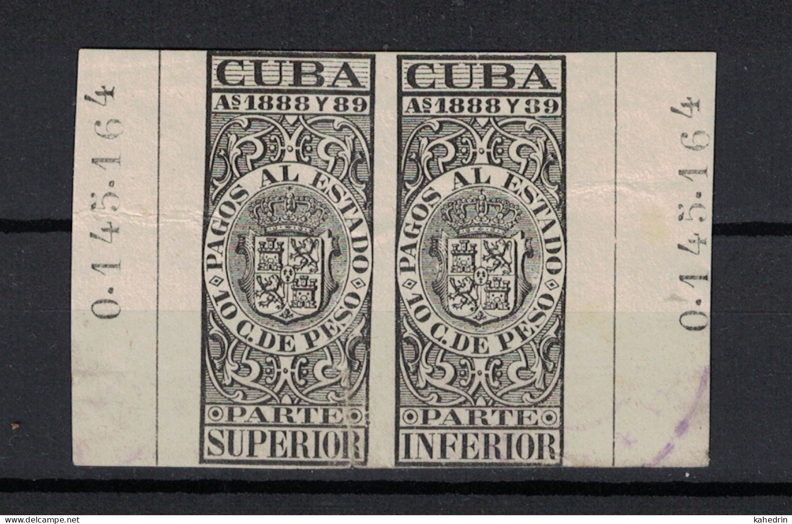 España / Spain, Isla De Cuba 1888 - 1889, Revenue Postal Tax Fiscal, Coat Of Arms (o), Used - Cuba (1874-1898)