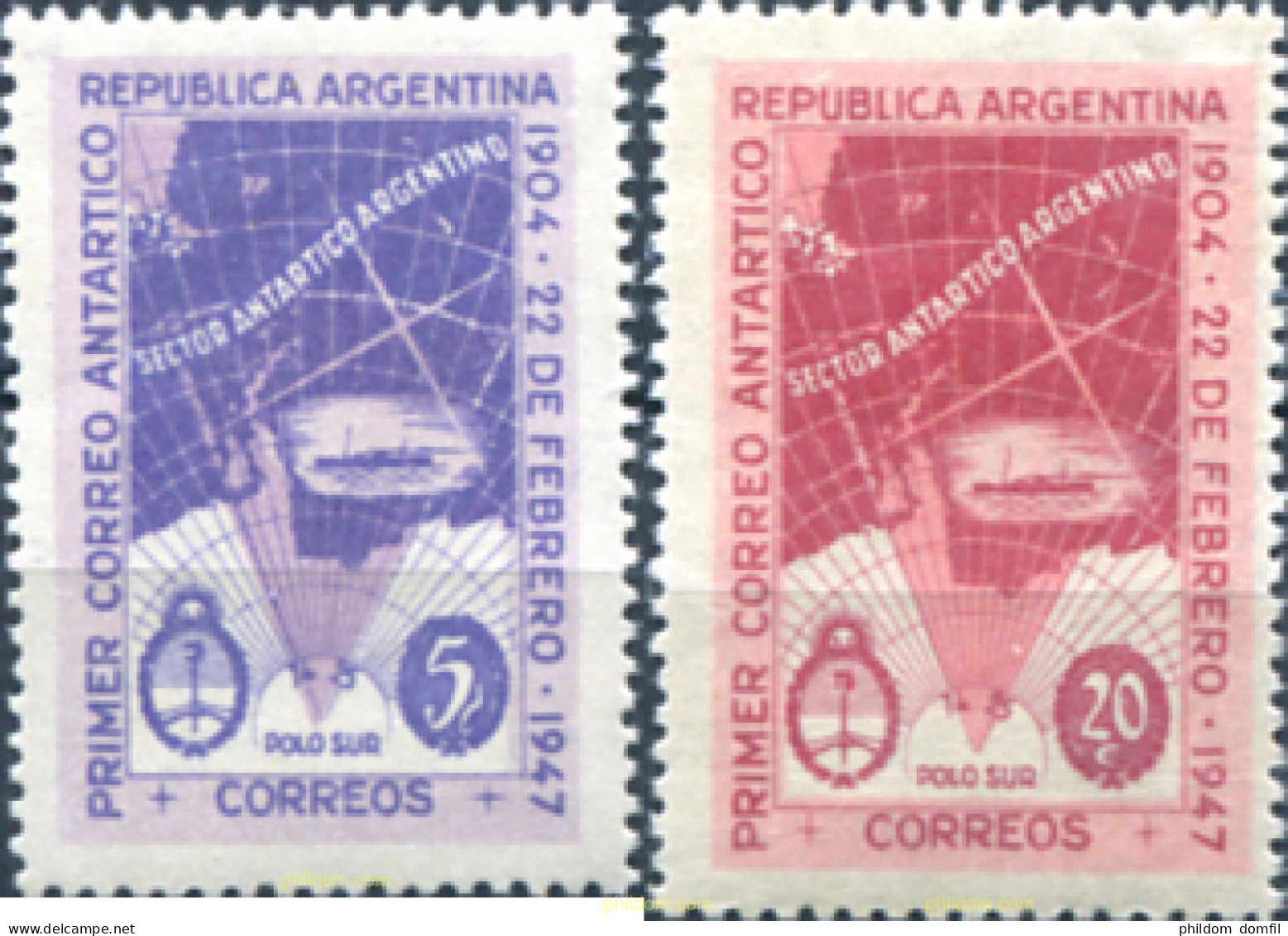 283152 MNH ARGENTINA 1947 43 ANIVERSARIO DEL PRIMER CORREO ANTARTICO ARGENTINO - Ongebruikt