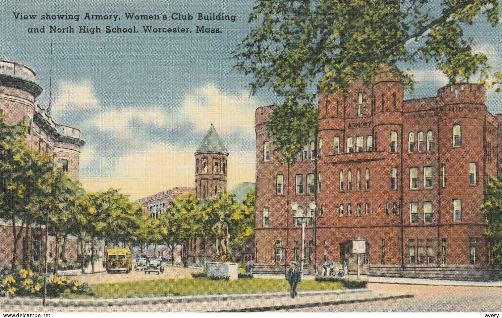 Worcester, Massachusetts, View Showing Armory, Women's Club Building And North High School - Worcester