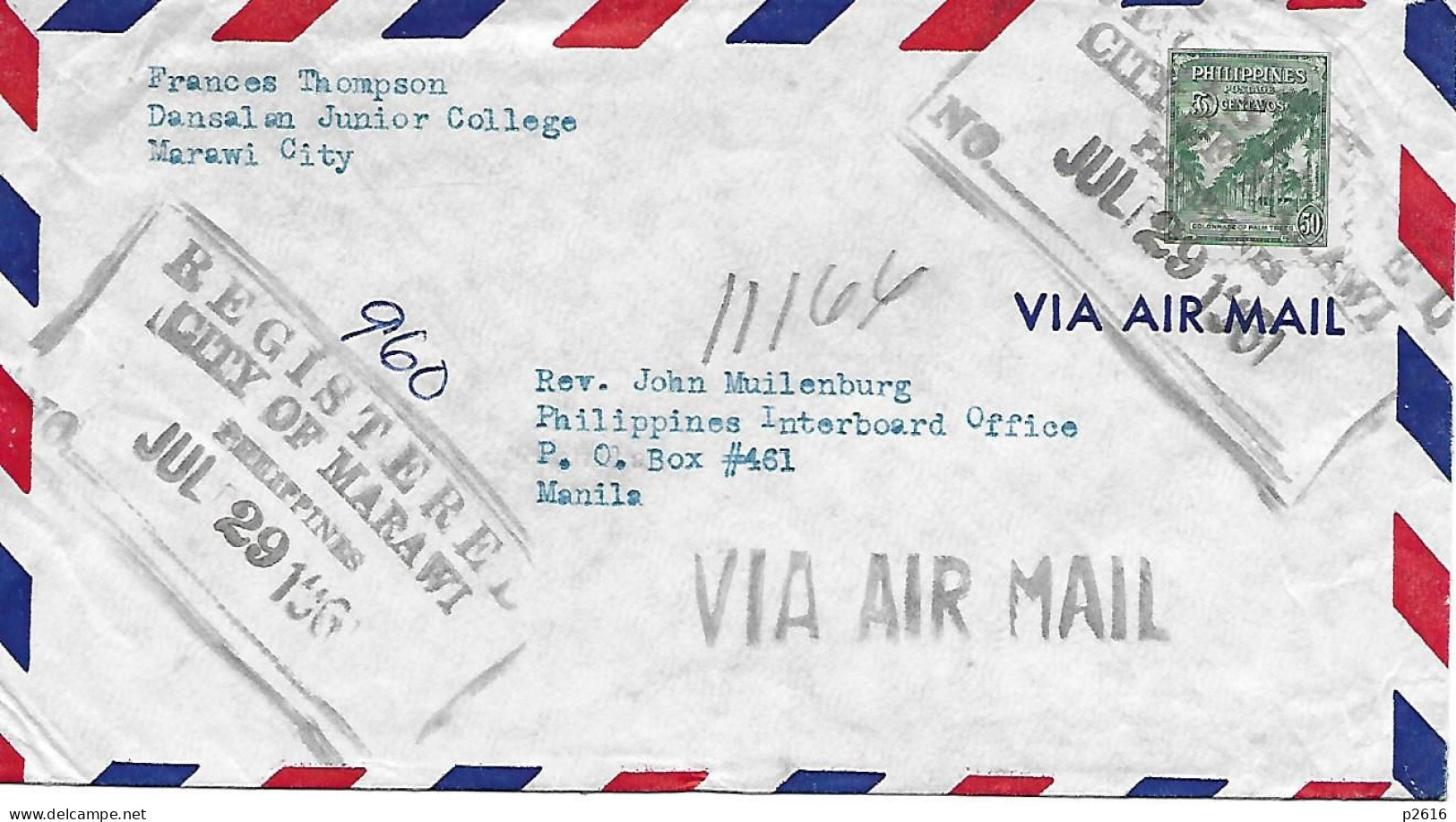 PHILIPPINES -  1961 -  VIA  AIR MAIL -  VOIR CACHET ET TIMBRE -  VOIR LE VERSO - Philippines