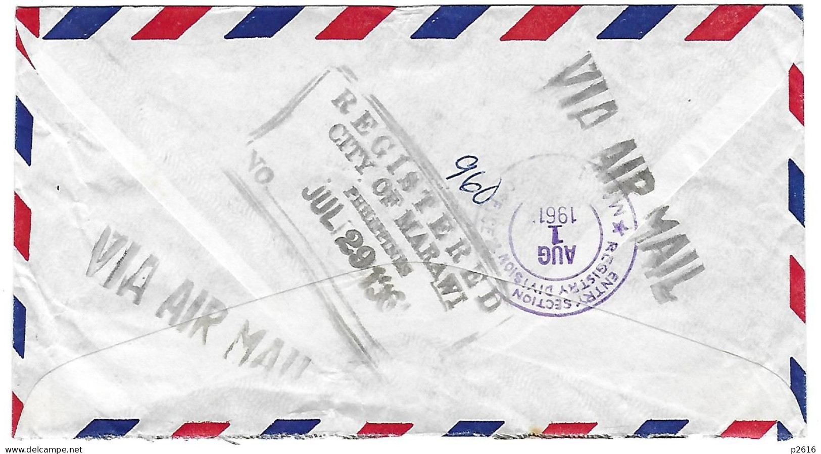 PHILIPPINES -  1961 -  VIA  AIR MAIL -  VOIR CACHET ET TIMBRE -  VOIR LE VERSO - Philippines