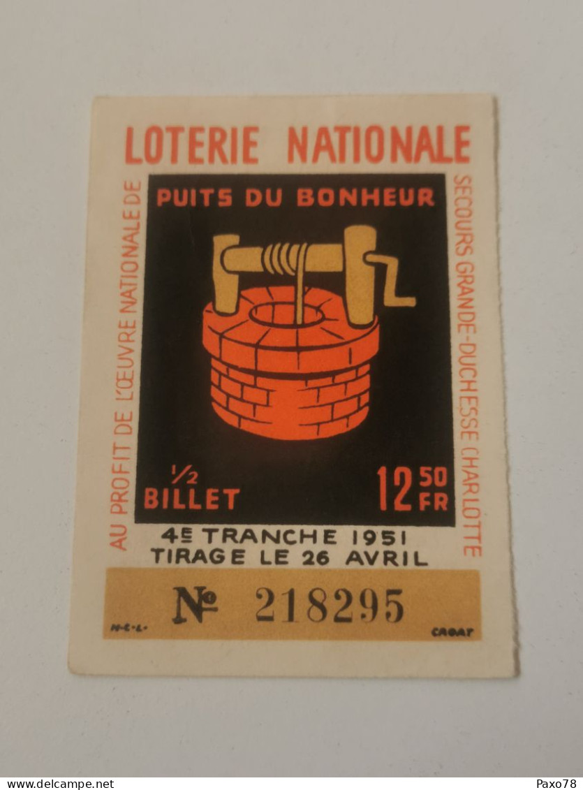 Luxembourg Loterie Nationale 1951 - Billets De Loterie