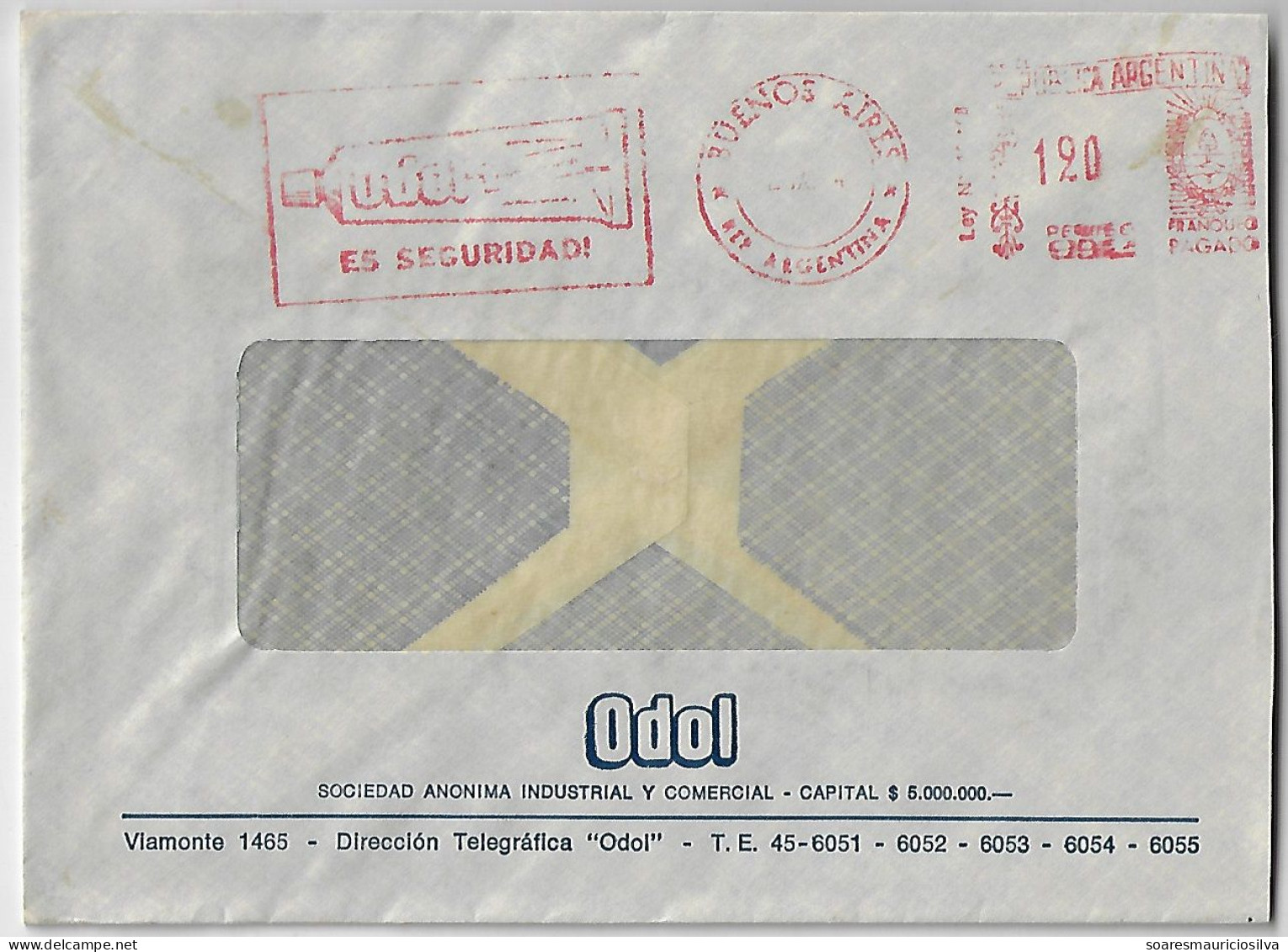 Argentina 1970s Commercial Cover From Buenos Aires Meter Stamp Hasler F88 Slogan Odol Is Safety Toothpaste Oral Health - Lettres & Documents