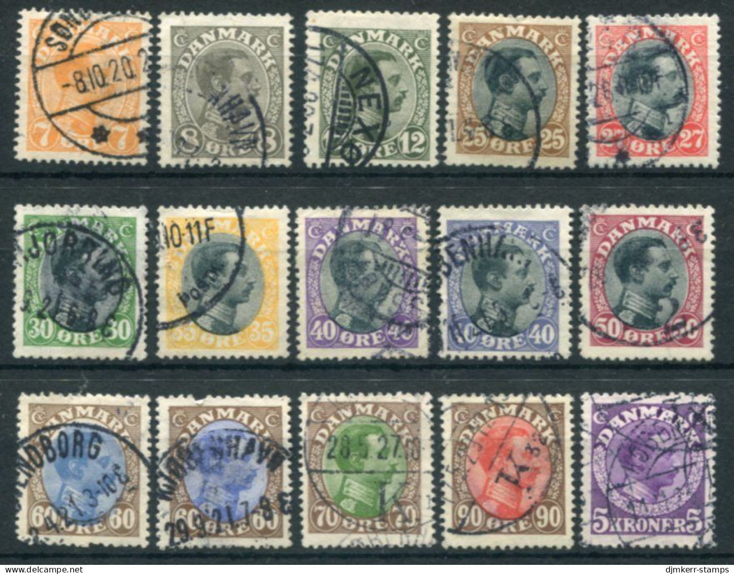 DENMARK 1918 King Christian X Definitives With Shades Of 40 And 60 Øre Used .  Michel 97-109 - Used Stamps