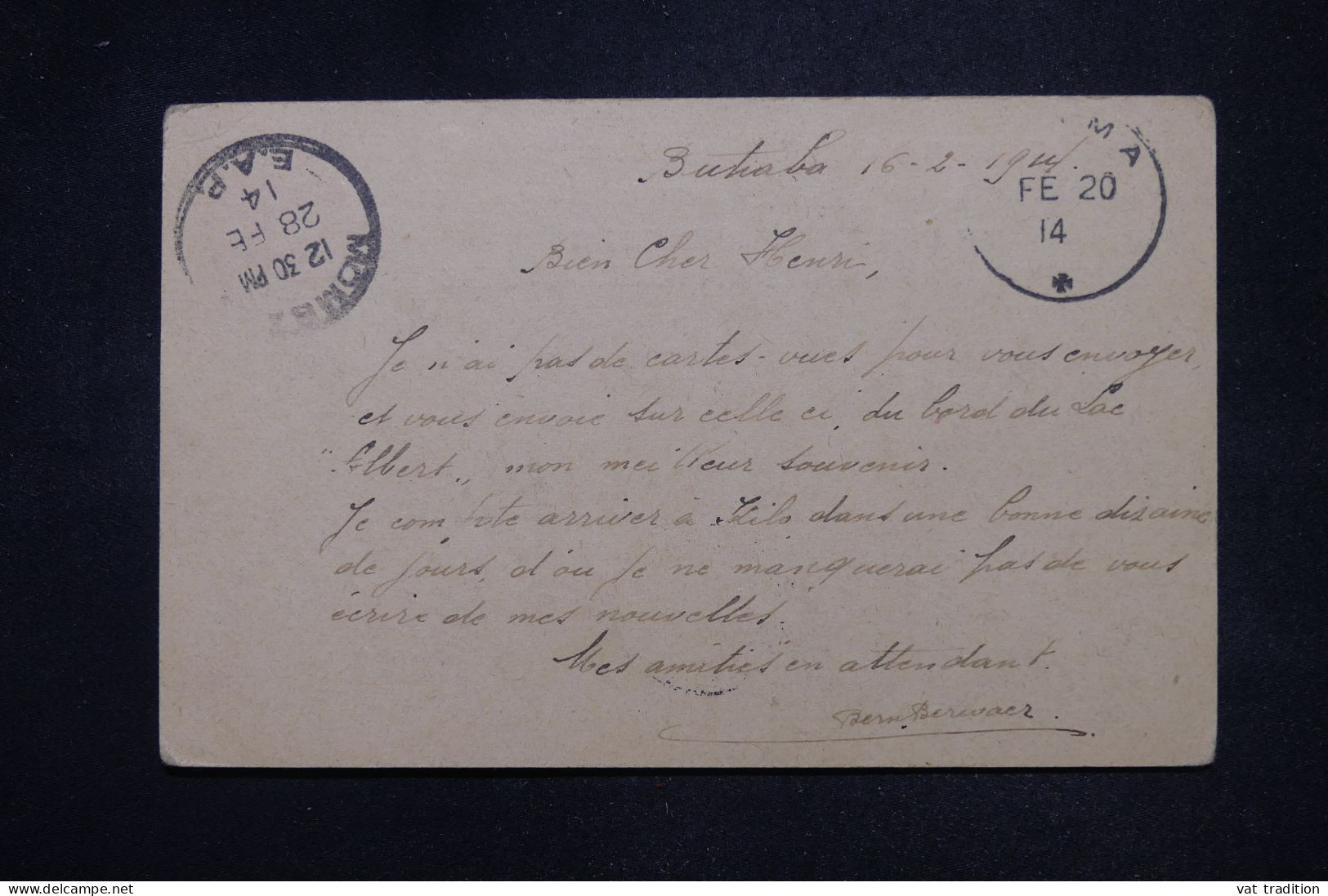 AFRIQUE ORIENTALE  - Entier Postal Pour La Belgique En 1914  - L 147260 - Protettorati De Africa Orientale E Uganda