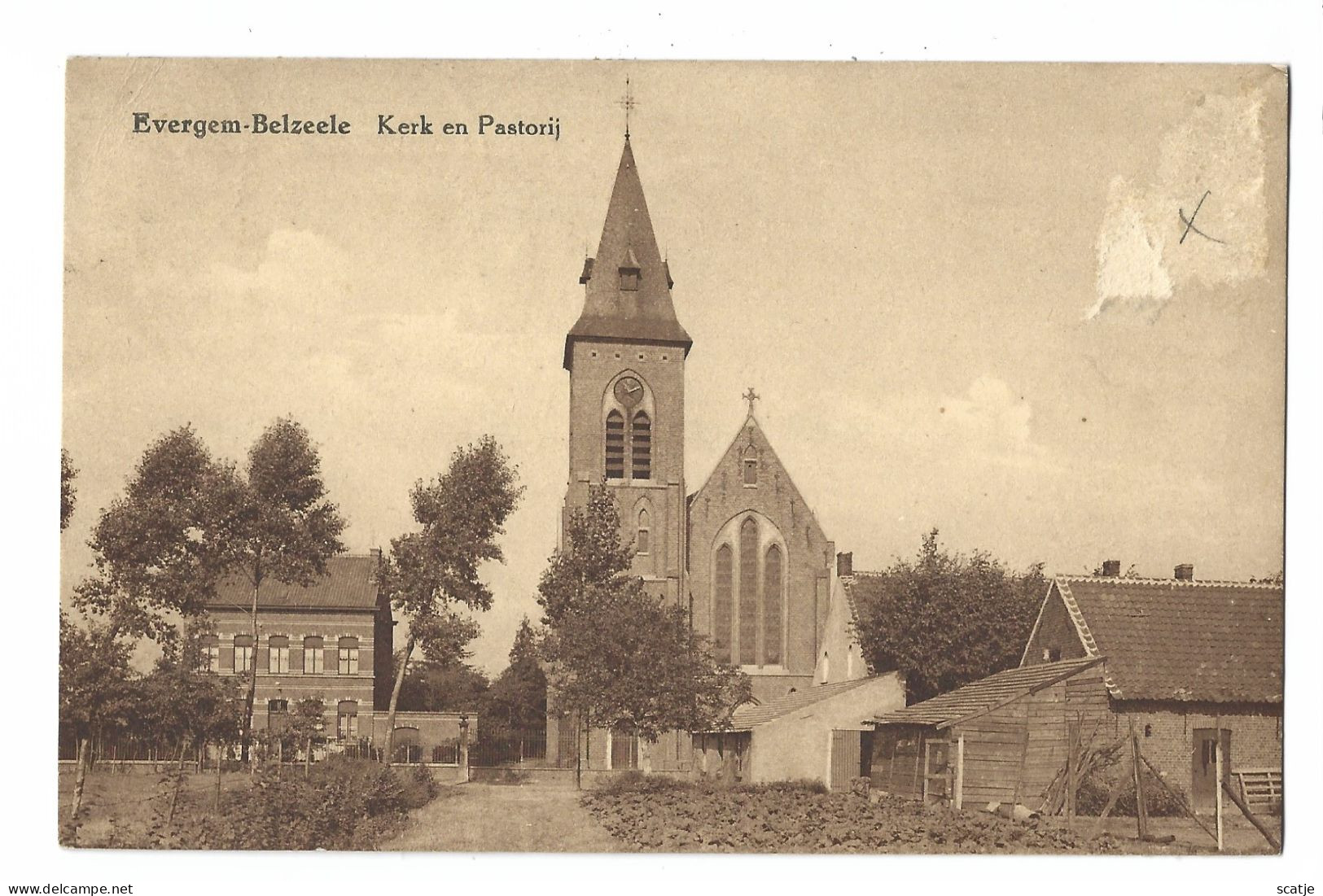 Evergem-Belzeele       -   Kerk En Pastorij.   -   1932   Naar   Lovendeghem - Evergem