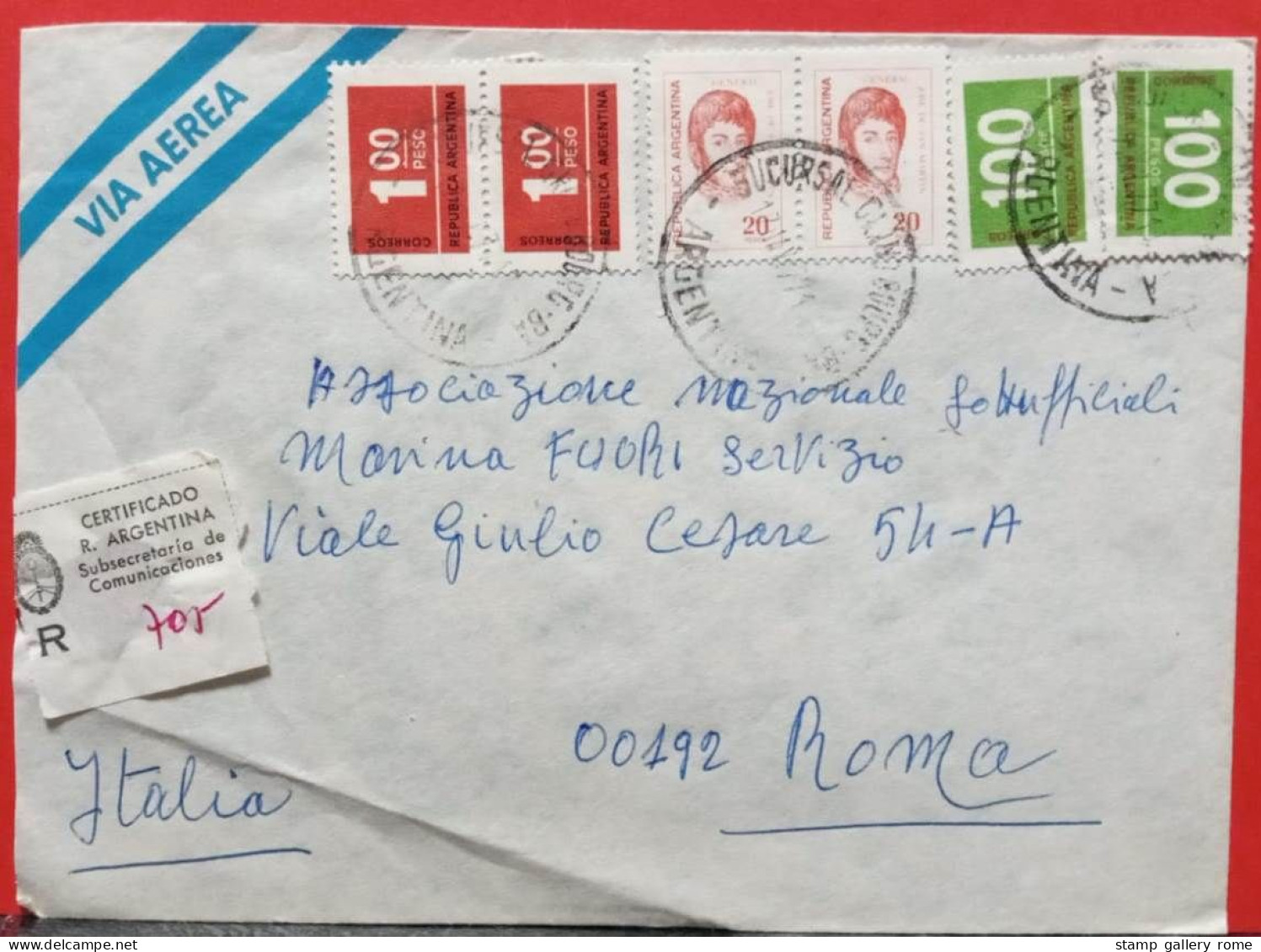 ARGENTINA - LETTERA RACCOMANDATA  - ANNO 1977 - VIA AEREA DA BUENOS AIRES PER ROMA - Brieven En Documenten