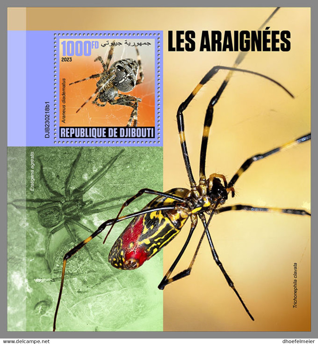 DJIBOUTI 2023 MNH Spiders Spinnen Araignees S/S I - OFFICIAL ISSUE - DHQ2338 - Arañas