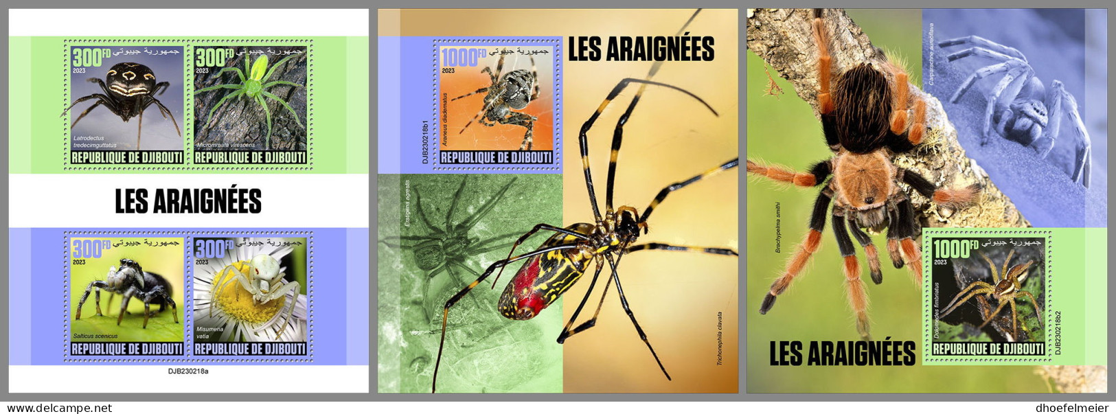 DJIBOUTI 2023 MNH Spiders Spinnen Araignees M/S+2S/S - OFFICIAL ISSUE - DHQ2338 - Spinnen