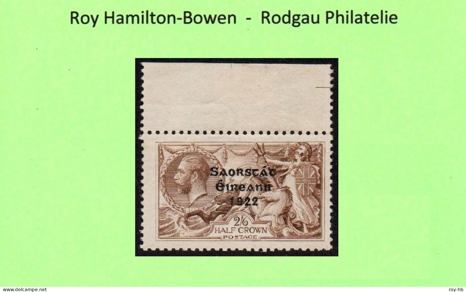 1922 Thom Saorstát 2/6 With "Major Re-entry" From R.1/2, Fresh U/m Mint, Clear BPP Cert. - Nuevos