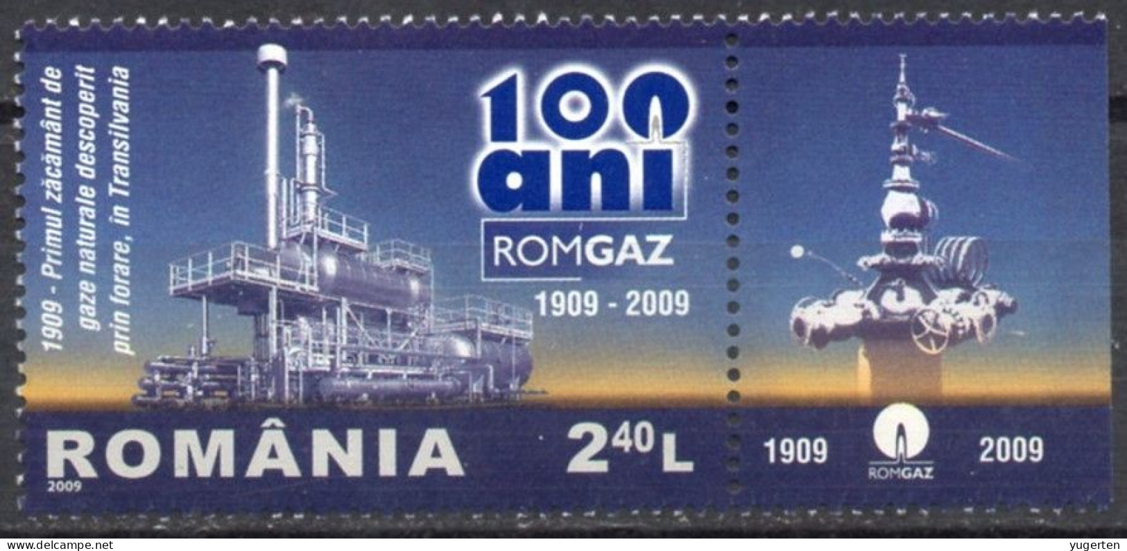 ROMANIA 2009 - 1v - MNH + Label - Society Of Natural Gas - Petroleum - Mineral Gaz - Energy - Gas