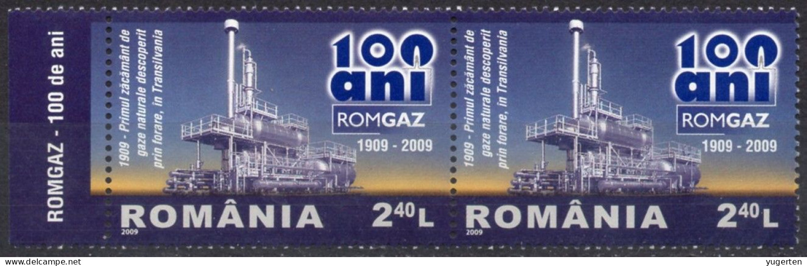 ROMANIA 2009 - 3v - MNH + Label - Society Of Natural Gas - Petroleum - Mineral Gaz - Energy - Gas