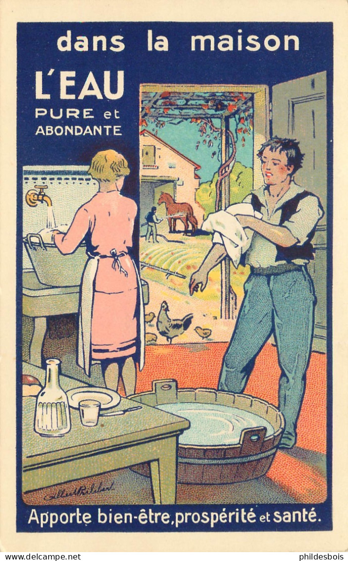 Carte PUBLICITAIRE  Illustrateur Albert PHILIBERT  " L'eau Pure Et Abondante  " - Publicité